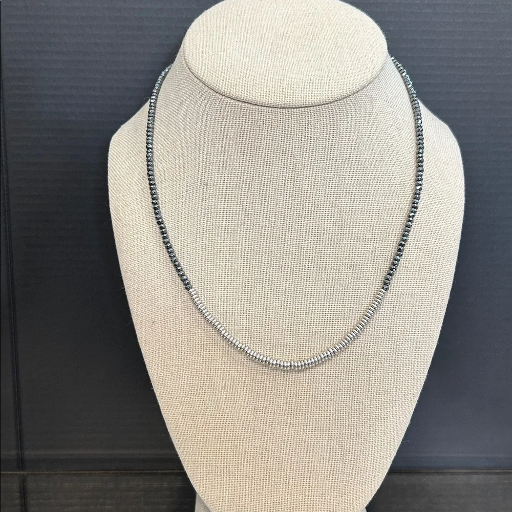 Bronze Milor Hematite Bead Necklace - Minimalist Silver and Black